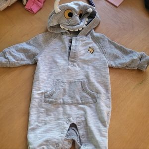 WHERE THE WILD THINGS ARE Hooded Baby Romper 0-3 months